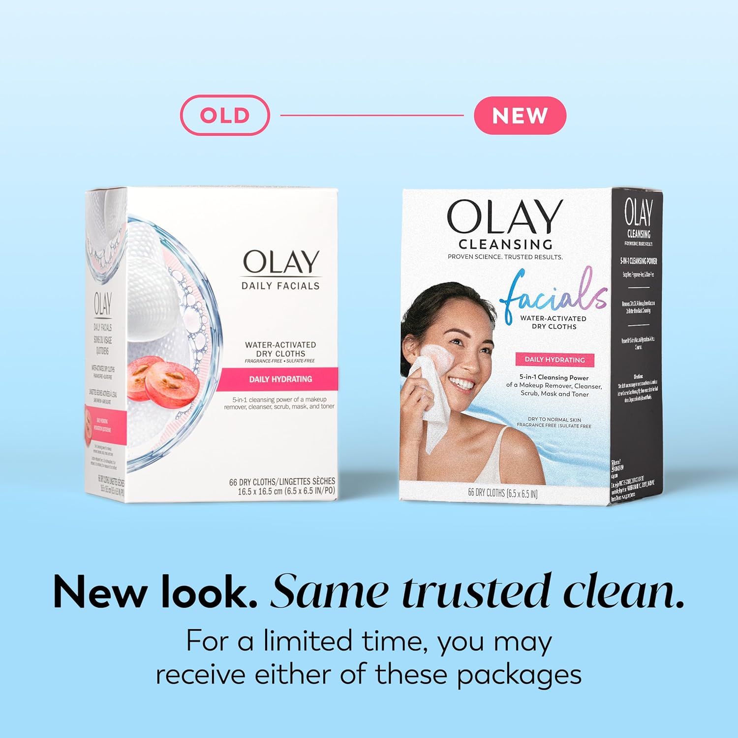 Makeup Remover Wipes, Daily Facials Hydrating Face Cleanser for Normal to Dry Skin, Alcohol & Fragrance Free, Soft Face Wash Towels, Travel Essentials for Women, Convenient Dry Cloths, 66 Ct